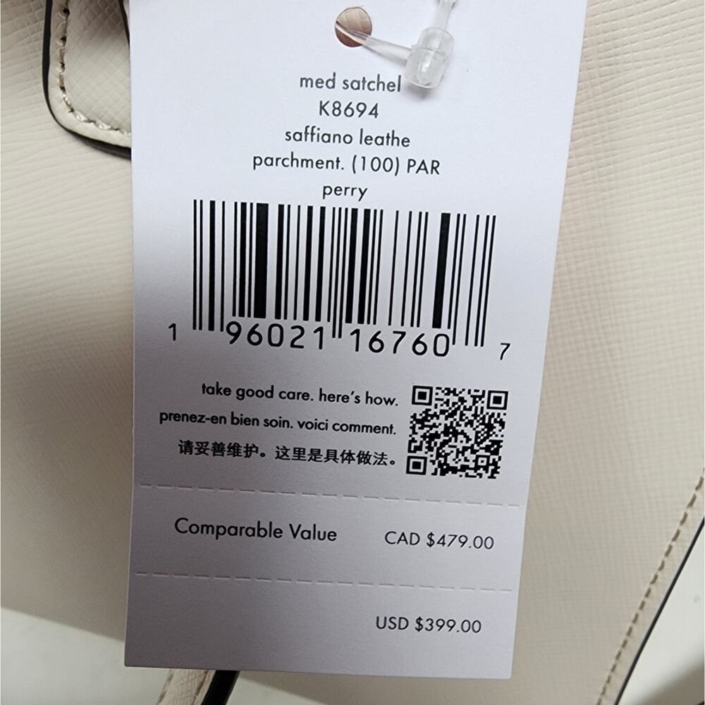 Kate Spade Ivory Off White Handbag Satchel Pebble Leather Purse Gold Trim NWT - Picture 5 of 13